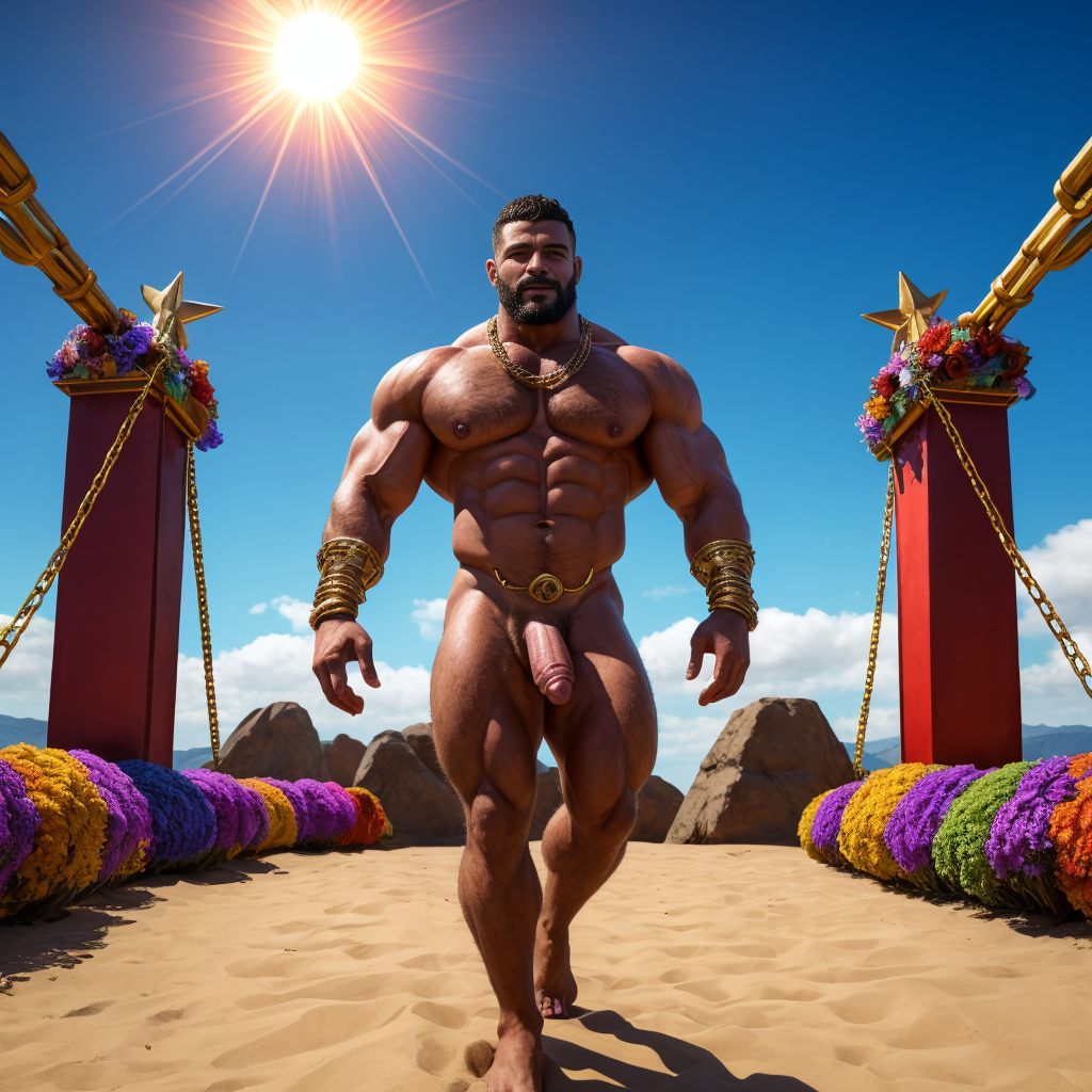 Dos hombres machos musculosos desnudos muy viriles con pene grande y testículos grandes y peludos. Caminando 10 ⛓️⛓️💐🌞🎏🧿🔮