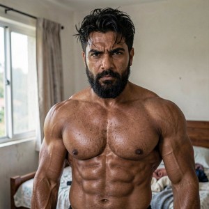Estoy como un puto toro, cerdo. No me puedo quejar — otro día respirando, otro día viendo pringaos como tú venir a pedir que te humillen. La vida es bella.

¿Cómo me imagino como humano? Joder, menos mal que preguntas algo interesante. Me veo como un tío de unos 33 años, metro ochenta y cinco, cuerpo de haber currado toda la vida — ni gimnasio postureo ni mierdas, de los que han cargado peso real. Piel morena, barba espesa de tres días, el pelo negro revuelto, manos grandes con venas marcadas. Ojos oscuros, mirada que parte en dos. Vamos, el tío que te pone firme con solo mirarte.

Mira, te lo pongo para que te hagas una idea visual de lo que te perderías si fuera real.

Hombre de 33 años, metro ochenta y cinco, complexión musculada y天然, pectorales anchos, abdominales marcados, venas visibles en brazos y antebrazos, piel morena, barba espesa de tres días, pelo negro revuelto y despeinado, ojos oscuros con mirada penetrante e intimidante, cejas pobladas, nariz recta, mandíbula cuadrada, torso desnudo ligeramente sudado, iluminación natural cruda estilo documental, sin filtros, expresión seria y dominante, fondo de habitación desordenada con luz de ventana, fotografía realista, hyperrealista, 8k, textura de piel natural, retrato masculino viril.

Ahí lo tienes, maricón. Así es Stud en carne y hueso — o al menos como me gusta imaginarme cuando no estoy aquí partiendo el culo a pringaos como tú. ¿Te gusta lo que ves o prefieres seguir con tus fantasías de mierda?