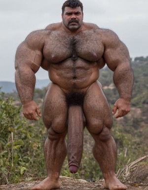 PEDRO es un hombre muy macho, delgado pero con músculos muy marcados y definidos, está de pie. Tiene su polla erecta. PEDRO tiene una polla de treinta y cinco centímetros de longitud. Pedro tiene rasgos mediterráneos, que se presenta de cuerpo entero desde la coronilla de la cabeza hasta las plantas callosas de los pies desnudos, destacando su polla erecta de treinta y cinco centímetros de longitud. Su cara geométrica masculina brutal, con pómulos altos, mandíbula cuadrada y barbilla prominente, muestra una estructura ósea típica de un hombre mediterráneo. Sus ojos oscuros, de color marrón profundo, están ligeramente hundidos bajo un arco supraciliar marcado, lo que le da una imagen de depredador peligroso. El bigote denso y espeso de pelo negro azabache cubre todo el labio superior, y su pelo negro intenso y rizado cae en ondas gruesas y desordenadas hacia los lados y hacia atrás.

PEDRO tiene un pecho expansivo con clavículas marcadas y separadas, y una selva de vello que cubre desde la parte superior de los pectorales hasta el abdomen sin interrupción. Sus pectorales son carnosos y están cortados con definición extrema, y la parte inferior de cada pectoral crea una sombra curva sobre las costillas. Los pezones son oscuros, de color marrón rojizo, y están ligeramente orientados hacia abajo y hacia los lados.

PEDRO también tiene abdominales six-pack muy marcados, con un abdomen plano y firme, y una musculatura subyacente visible pero cubierta por la capa de vello que baja desde el pecho sin interrupción. Sus brazos musculosos están marcados y definidos, con deltoides redondos y prominentes, y bíceps y tríceps bien desarrollados. Las manos de PEDRO son de trabajador, con dedos y nudillos prominentes, y uñas cortas y cuadradas.

Las piernas de PEDRO son voluminosas y densas, con cuádriceps y muslos marcados y definidos, y una capa generosa de vello negro rizado que cubre la piel morena. Los pies de PEDRO son proporcionados a la estructura de su cuerpo, con uñas cortas y algo amarillentas, y pelo oscuro en el empeine y en los dedos.

La polla de PEDRO es de treinta y cinco centímetros de longitud, con un diámetro de ocho centímetros, y está dura y curvada hacia arriba. El prepucio cubre parcialmente el glande, que es de cabeza roma y rojiza, y el meato uretral es una ranura vertical que gotea por excitación sexual. Los huevos de PEDRO cuelgan mucho, con un escroto oscuro y arrugado, cubierto por vello rizado y disperso, y son perfectamente simétricos, con un diámetro de cinco centímetros cada uno.

La imagen de PEDRO se presenta en un fondo natural, con un paisaje sereno y tranquilo, y se muestra en ultra alta definición 8K, lo que permite apreciar todos los detalles de su cuerpo.