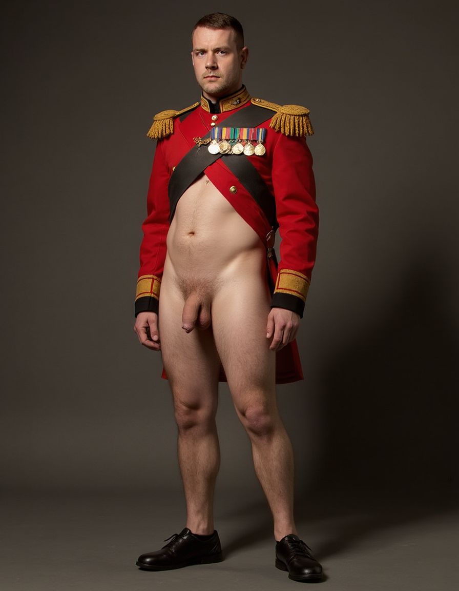 Charles George Gordon héroe de los británicos de la guerra de Crimea contra Rusia en el año 1954. Charles George Gordon de cuerpo entero (+10). Tiene pene de 40 cm de longitud y 7 cm de diámetro a la vista. Tiene las piernas desnudas y se ven con músculos muy definidos. Tiene zapatos negros brillantes en sus pies. Tiene el pelo corto, está bien peinado con una raya a la izquierda del pelo. Tiene pene de 40 cm de longitud y 7 cm de diámetro a la vista, tiene las piernas desnudas. No tiene pantalones. Tiene las piernas desnudas con músculos muy definidos. Tiene un pene de 140 cm de longitud y 7 cm de diámetro.