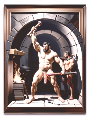 Inspirado en la fragua de Vulcano, el herrero y su esclavo.