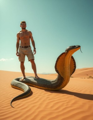 Explorador domina a una cobra gigante en el sur de India.