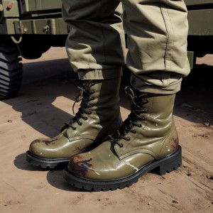 Botas militares manchadas de semen