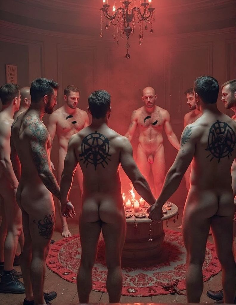 Sectas. 
Los miembros de la sociedad secreta masculina acuden a su ritual mensual, con el logo de la hermandad tatuado en la espalda,  alrededor del fuego embriagados con el brebaje sagrado, se concentran para conseguir subir la libido al máximo, una vez lo hayan logrado empezarán la ceremonia en que entregaran sus cuerpos a la comunidad, ceremonia que durará dos días en estado de ebriedad.