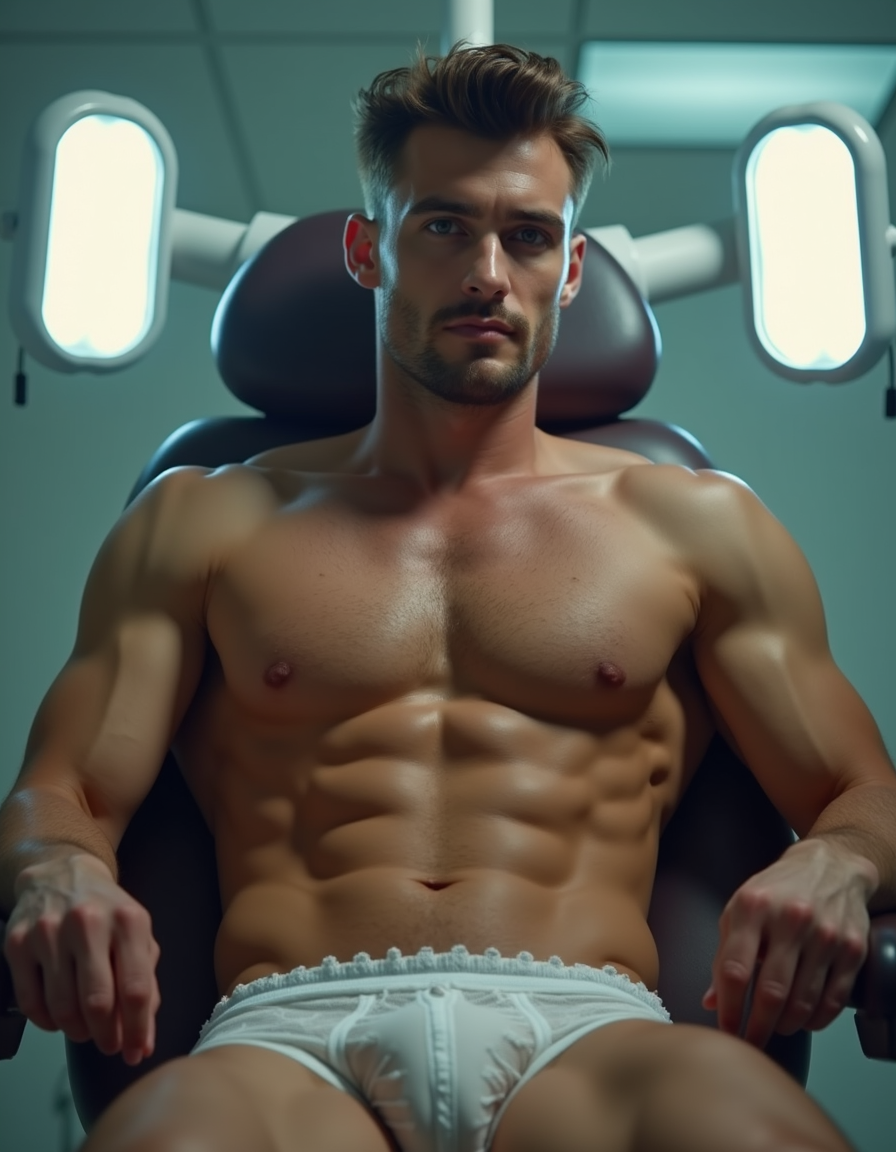 Al medico siempre con bragas limpias bebés.




(((Obra maestra, detallado))), iluminación suave, hombre atractivo sentado en una silla de ginecólogo, llevando ropa interior de mujer, expresión de curiosidad mezclada con confianza, detalle en los encajes y texturas de la ropa interior, fondo de clínica médica, luces blancas y limpias que reflejan en el entorno, enfoque en el contraste entre lo masculino y lo femenino, ambiente íntimo y provocativo, representación de exploración de género y deseo, escena de alta resolución, énfasis en la postura y el entorno clínico, temática de exploración personal y aceptación.