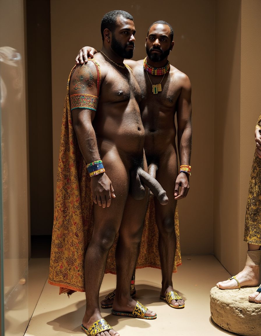 Akhenatón (originalmente llamado Amenhotep IV) fue un faraón egipcio que gobernó durante la Dinastía XVIII (Imperio Nuevo), aproximadamente entre 1353 a.C. y 1336 a.C. Es un hombre faraón de los más fascinantes y revolucionarios de la historia egipcia debido a su radical reforma religiosa. Está totalmente desnudo y en sus pies lleva sandalias de lujo de oro. Tiene un pene erecto de 20 cm de longitud y 8 cm de diámetro. Es admirado por su bello cuerpo de atleta. Tiene grandioso pene de 22 cm de longitud y 9 cm de diámetro y lo tiene en erección. Tiene el pene erecto. Aspecto muy masculino. A su lado hay otro hombre que lo ama, está detrás de él con la mano derecha en su pene, cogiendo el pene con pasión, tiene un pene de 30cm de longitud y 8 cm de diámetro, está meneando la polla y acariciando su culo con amor ❤️ . Tienen todos los músculos en tensión, es una imagen muy masculina y viril. Los penes están erectos y hay mucha excitación sexual. Sexo explicito. Pasión. Abrazo. Beso en los labios. Sexo anal muy profundo. 