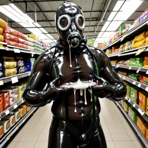 yo, bdsm latex transparente, de compra supermercado, mascara popper, cubierto semen