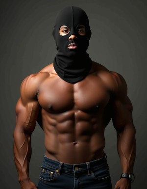 Hombre Negro musculoso enmascarado con pene grande 