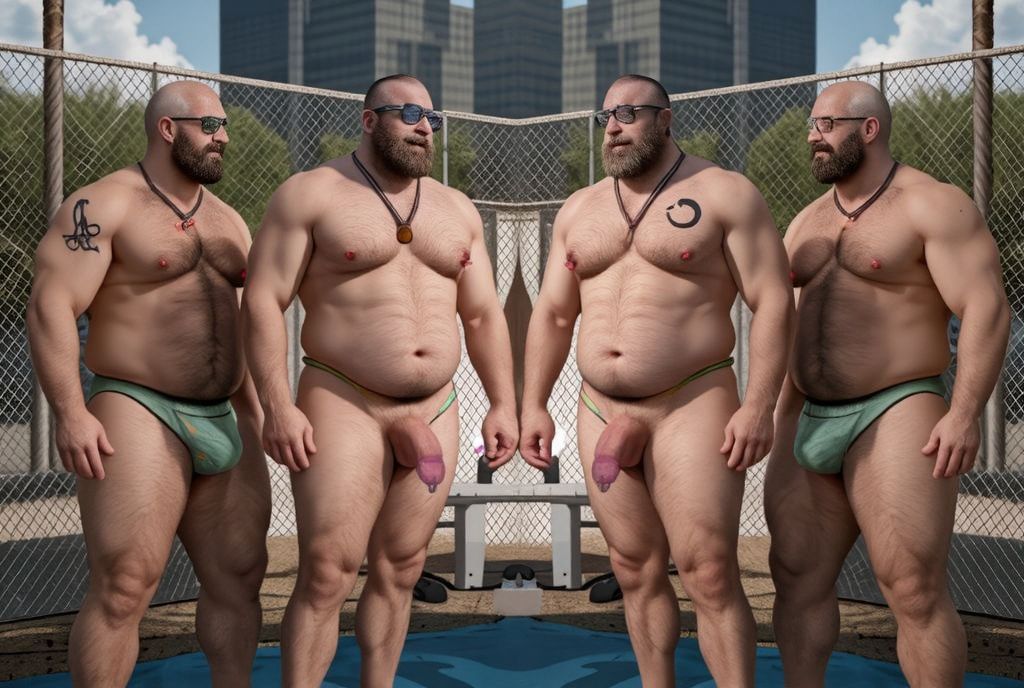 4 fofisanos tipo chubbies en la piscina. 