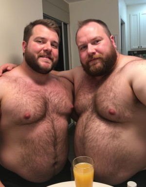  2 heteros gordos con pelos en los sobakos