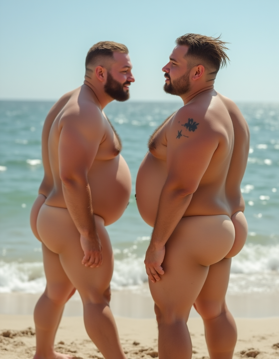 Heteros gordos con culos grandes en playa nudista