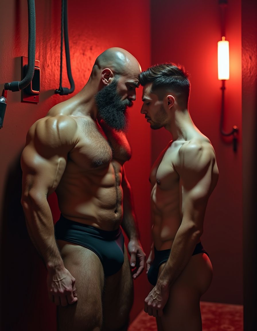 Encuentro maduro y joven delgado