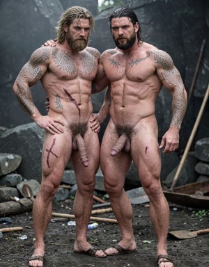 Amleth y Aurvandil.
Amleth (Alexander Skarsgård) está de cuerpo entero desde los pies hasta la cabeza. Es un príncipe vikingo de 29 años de edad que está junto a el rey Aurvandil, de 48 años de edad. 
Amleth (Alexander Skarsgård) se convierte en un berserker implacable. Amleth tiene motivación animal, casi mística. Amleth es un héroe noble; es pura rabia y destino.
Amleth tiene una altura imponente de 194 cm y peso 78 Kg, tiene 7% de grasa corporal,
Amleth tiene un cuerpo fuerte, tatuado, cubierto de cicatrices, pelo largo y sucio.  
Amleth tiene un cuerpo con musculatura densa y trabajada y estilizada, tiene 7% de grasa corporal y parece esculpido al estilo vikingo con pectorales anchos y marcados; tiene un 7% de grasa corporal con abdominales extremadamente definidos y marcados 