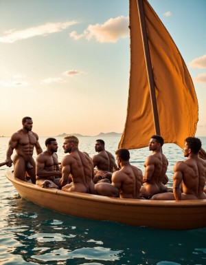 Antiguo Egipto, varios remeros en  una falúa, los remeros están desnudos y reman, a su lado está el capitán  Amenhotep, Amenhotep es un hombre corpulento, Amenhotep lleva un látigo,  Amenhotep latiga a los remeros, el látigo cae fuertemente sobre las espaldas de los remeros, en la proa va un escriba, un funcionario de alto rango, el funcionario es musculoso y demuestra su nivel con sus abalorios de oro. 