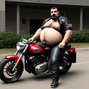 motero barrigon con perilla y pene grande