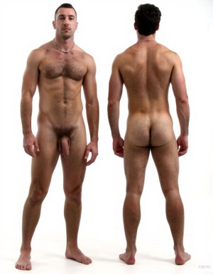 amo completamente desnudo y esclavo de frente desnudo con una cadena y un collar.Tienen pene de 40 cm de longitud y 6 cm de diámetro. Tienen testículos muy desarrollados y colgando. Fondo blanco.