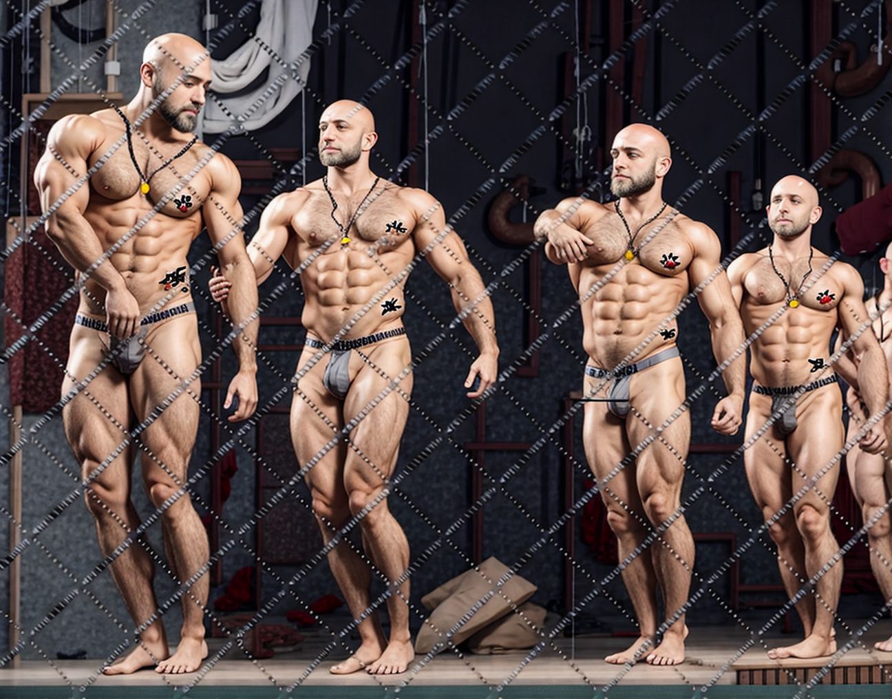 Serie tangas y paquetes. Desfile publicitario de ropa interior. Nueva renderización de la foto anterior. 