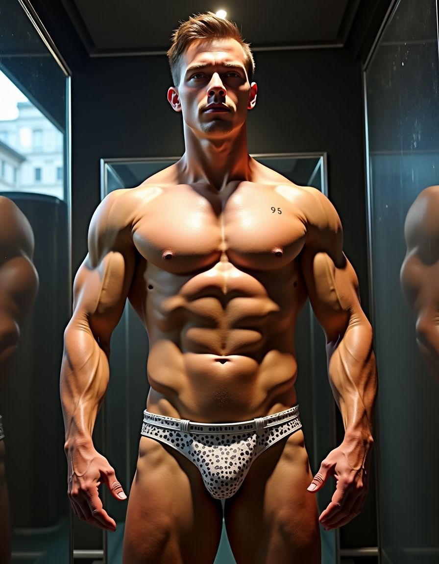 La escena debe verse metido en una vitrina de cristal, expuesto en la calle para su contemplación y prostitución