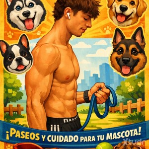 Xtudr - paseo_THERIANS-18: PASEADOR DE THERIANS conectado a la energía salvaje y leal, cuerpo atlético activo, espíritu libre, vibra dominan...