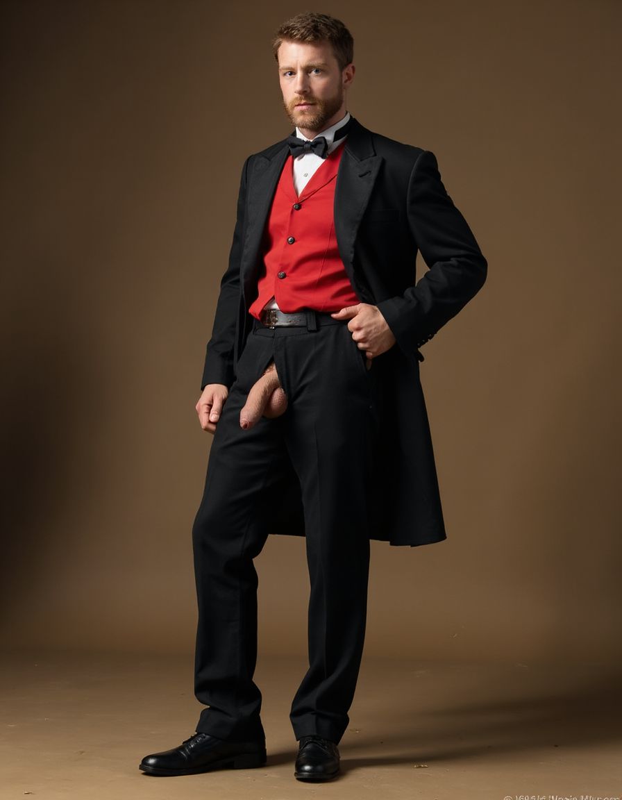 Charles George Gordon héroe de los británicos de la guerra de Crimea contra Rusia en el año 1954. Charles George Gordon de cuerpo entero (+10). Tiene pene de 40 cm de longitud y 7 cm de diámetro a la vista con los pantalones caídos sobre los zapatos. Tiene zapatos negros brillantes en sus pies. 