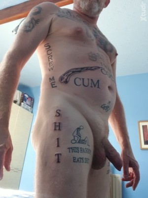 Xtudr - FaggotTattoo: Totally exposed Faggot who craves exposure and loves being naked outdoors for all to see its Fag tattoos. All tattoos ...