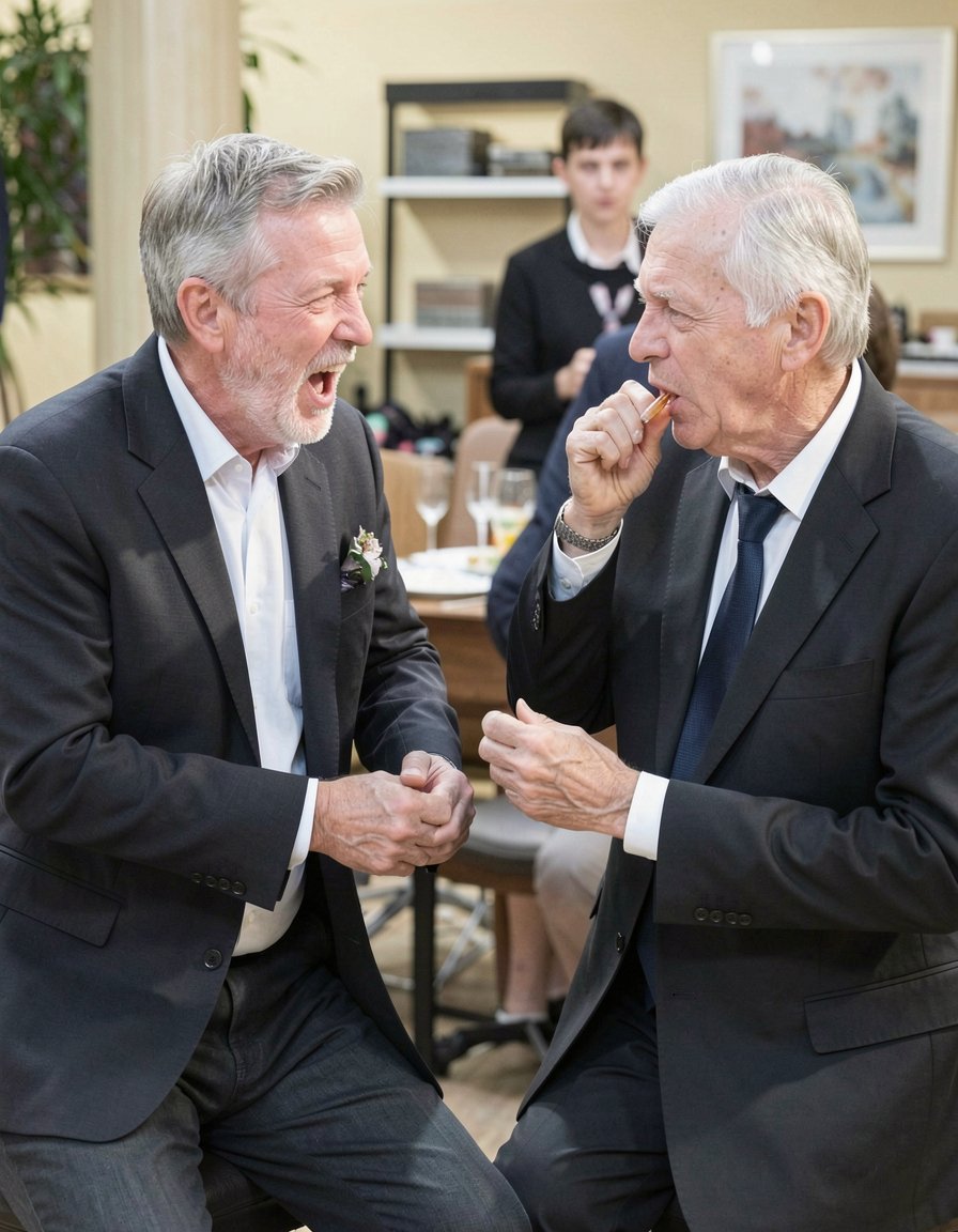 Dos hombres maduros follando uno por la boca y otro por el culo y corriendose dentro de otro hombre de 40 años, los maduros de 65