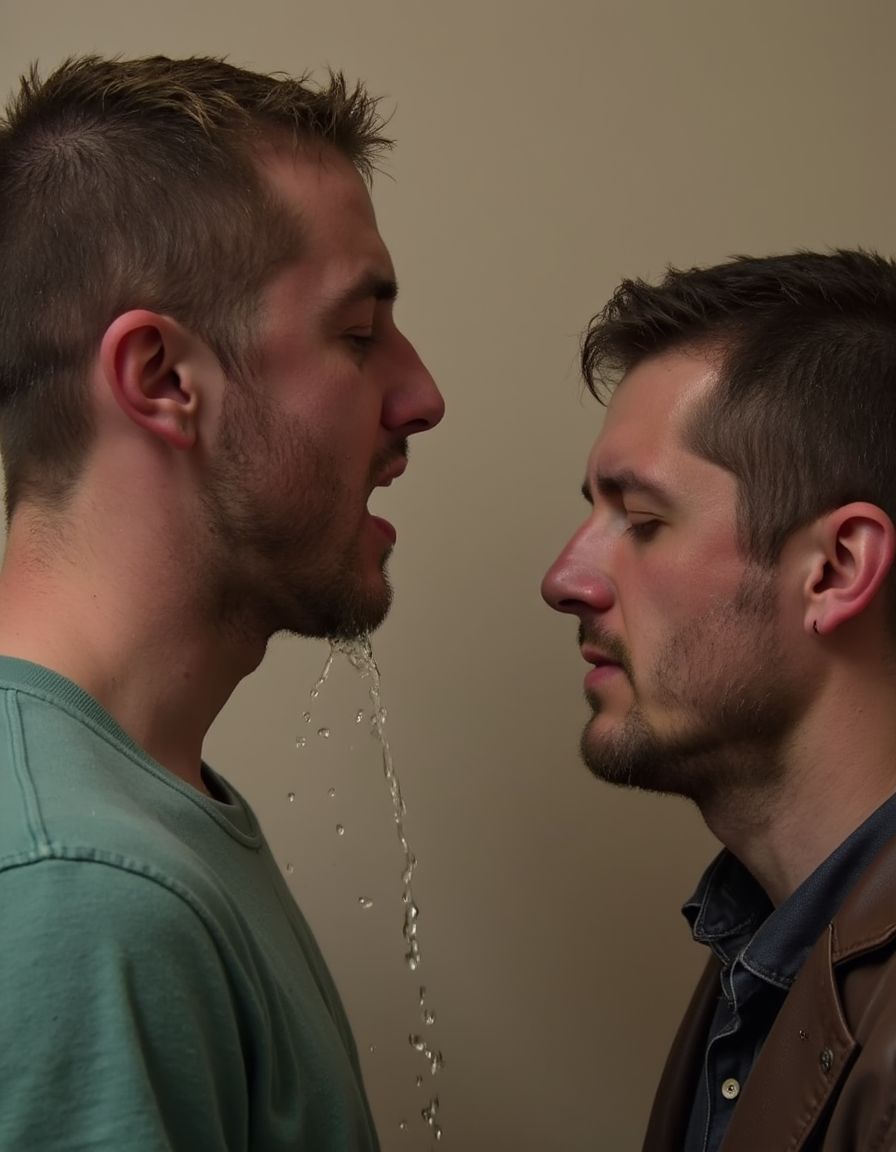 Man pissing the face of other man