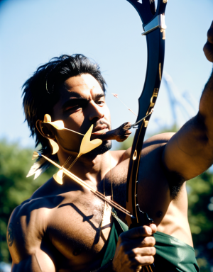 Apolo es dios de la música, es muy diestro con el arco y las flechas.
