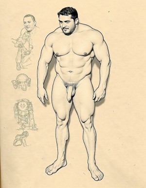 Tom of Finland. Hombres gay porno: "The Complete Kake Comics". Solo hombres desnudos musculosos. Los dibujos de hombres tienen pene erecto de 50 cm de longitud y 8 cm de diámetro.