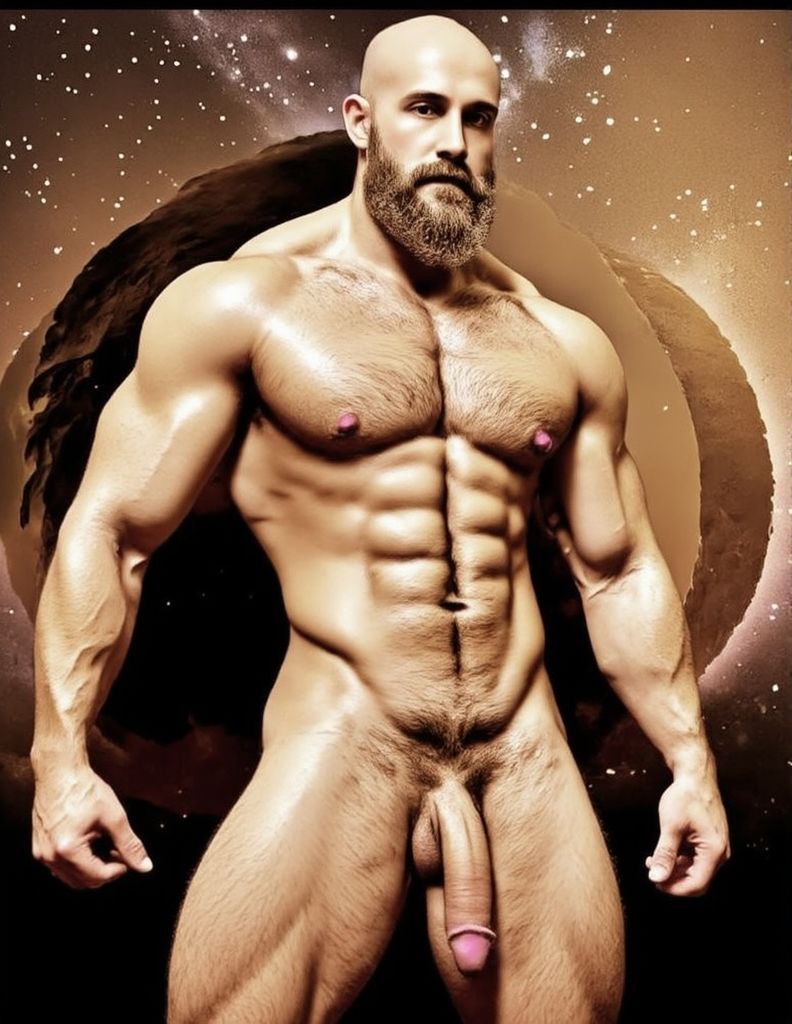 Barbudo muy musculoso