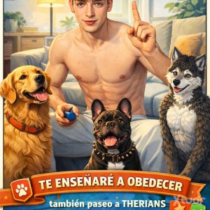 Xtudr - paseo_THERIANS-18: PASEADOR DE THERIANS conectado a la energía salvaje y leal, cuerpo atlético activo, espíritu libre, vibra dominan...