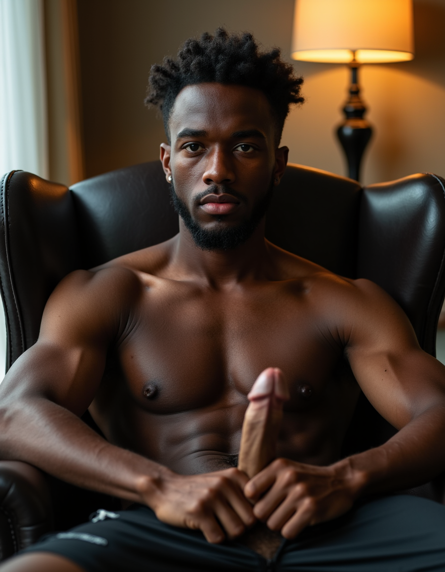 tiene que verse desnudo, con su polla dura y precum en el capullo