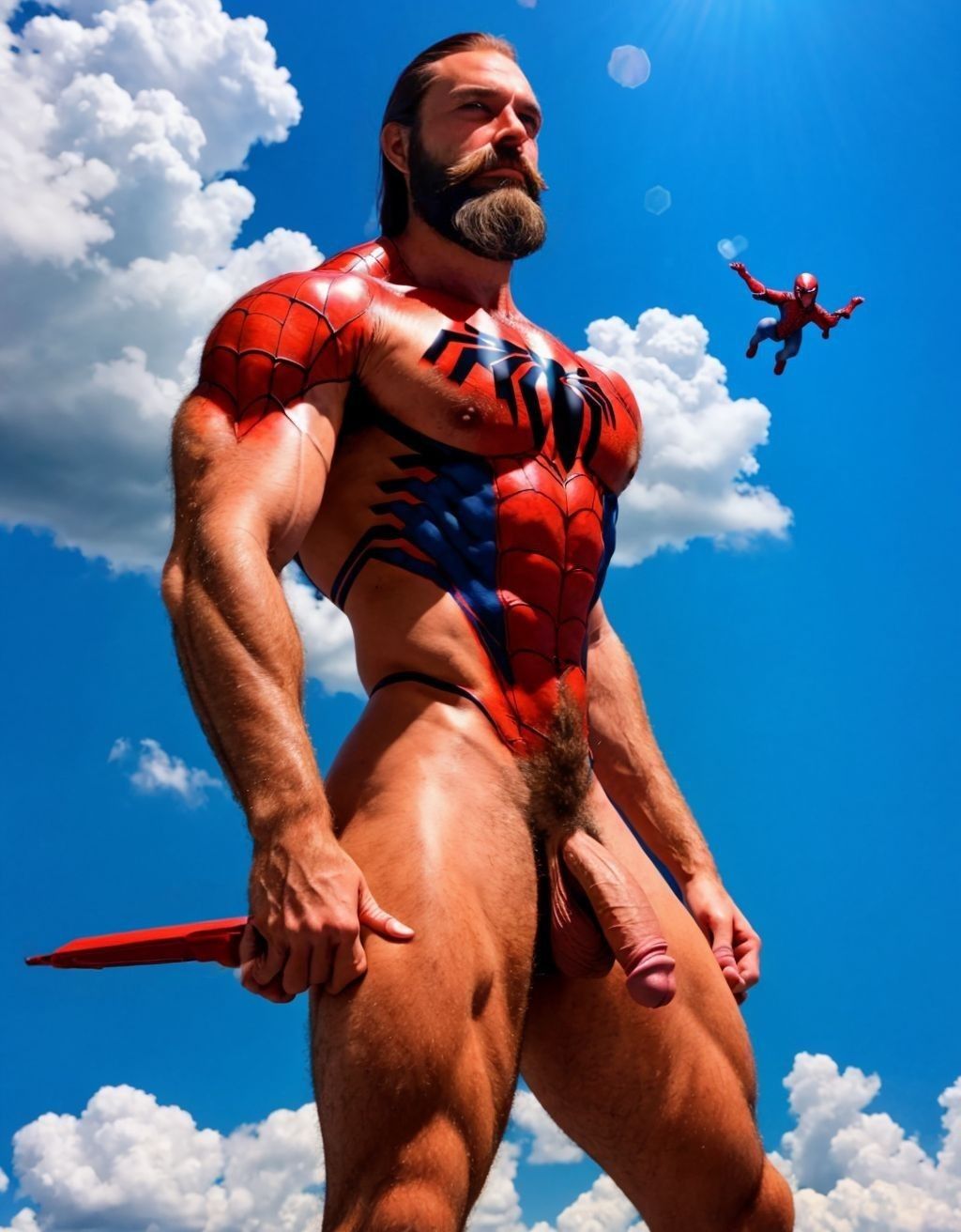 Hombre de 30 años de edad con pelo largo y barba abundante