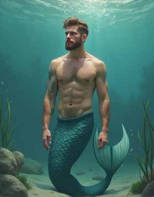 male mermaid man short hair