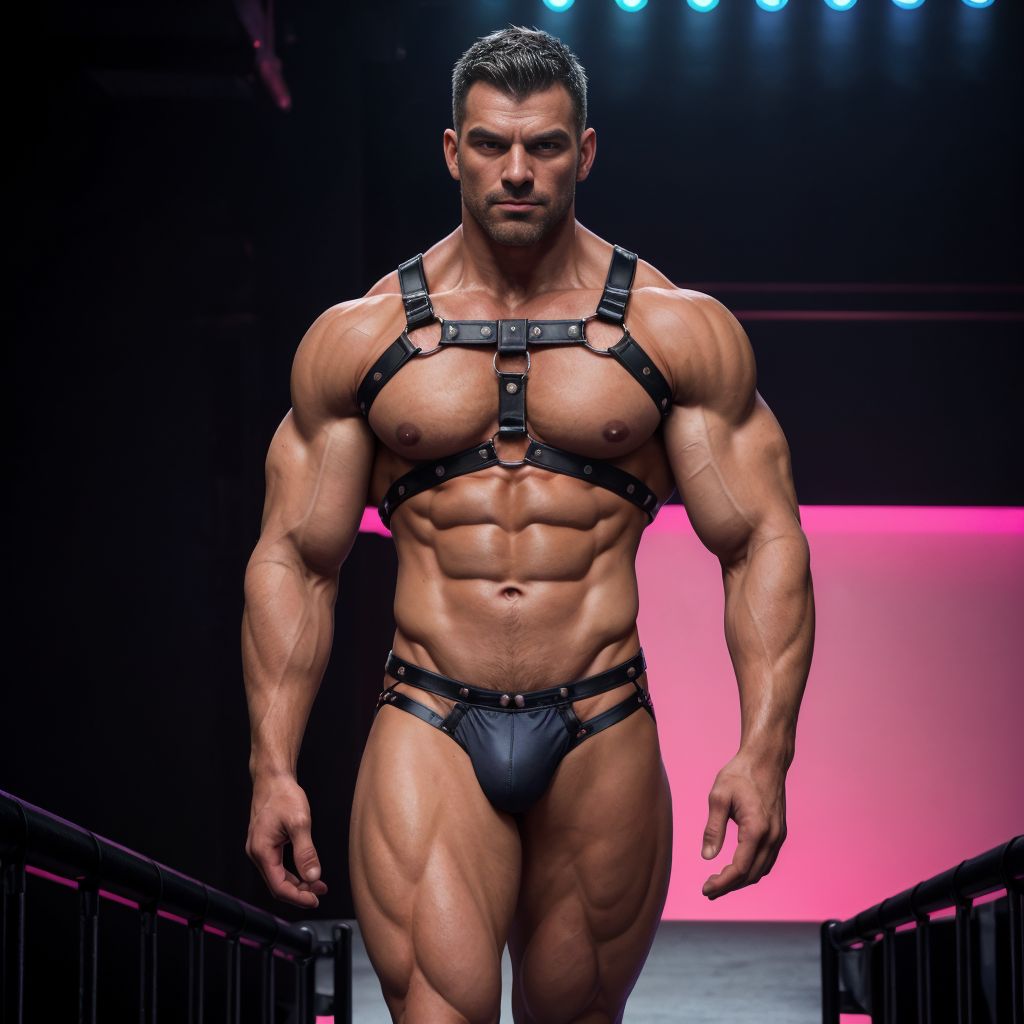 Esta parte del desfile la cerraron con un arnés clásico, un homenaje a una de las prendas fetiches BDSM