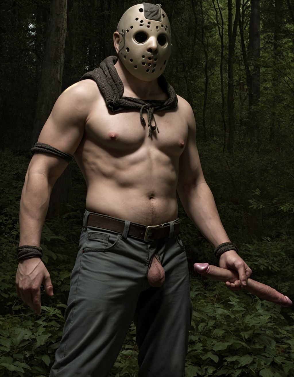 Jason vorhees whit visible dick in the forest