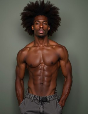 un negro musculoso con pene grande y pelo afro