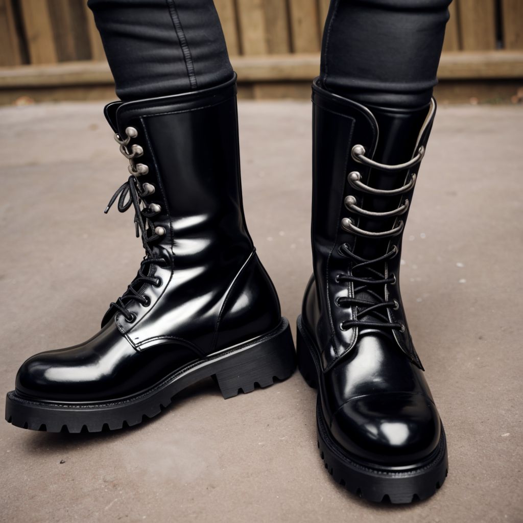 Botas negras manchadas de semen 