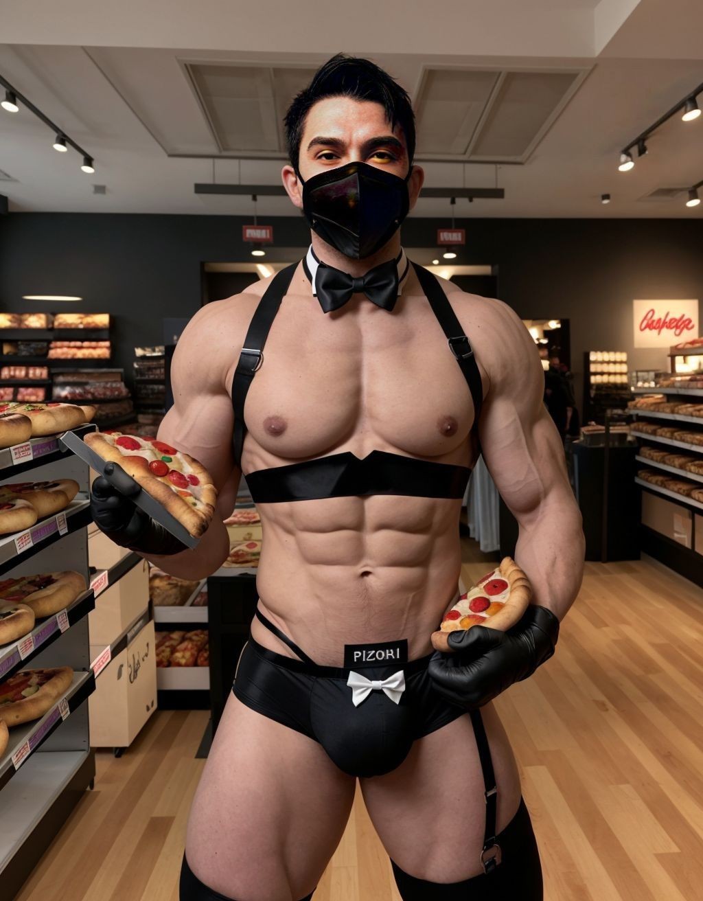 Que monada por favor, hay unos chicos monisimos ofreciéndonos degustación de pizzas variadas
