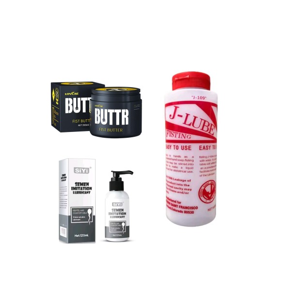 Xtudr - Anal Training  Saludos a todos

Debemos saber que, para el entrenamiento anal es muy importante estar lubricados al momento de introducir dildos u otros objetos. Es por eso que, hoy les contaré sobre algunos de los lubricantes que he usado y que más me gustan.

El primero es el SIYI, Semen Imitation Lubricant. Es un gel viscoso a base de agua color blanco, imitación de semen, de 120ml es bastante bueno.

El segundo es el BUTT fist butter. Es una crema de 500ml, color blanca, también es bueno, no es viscoso.

El tercer es el J LUBE FISTING. Es un lubricante bastante interesante, es un polvo que se debe preparar en agua tibia, se disuelve agitandolo, luego se deja descansar y está listo. Uno mismo le va dando la densidad y viscosidad. Es muy bueno.